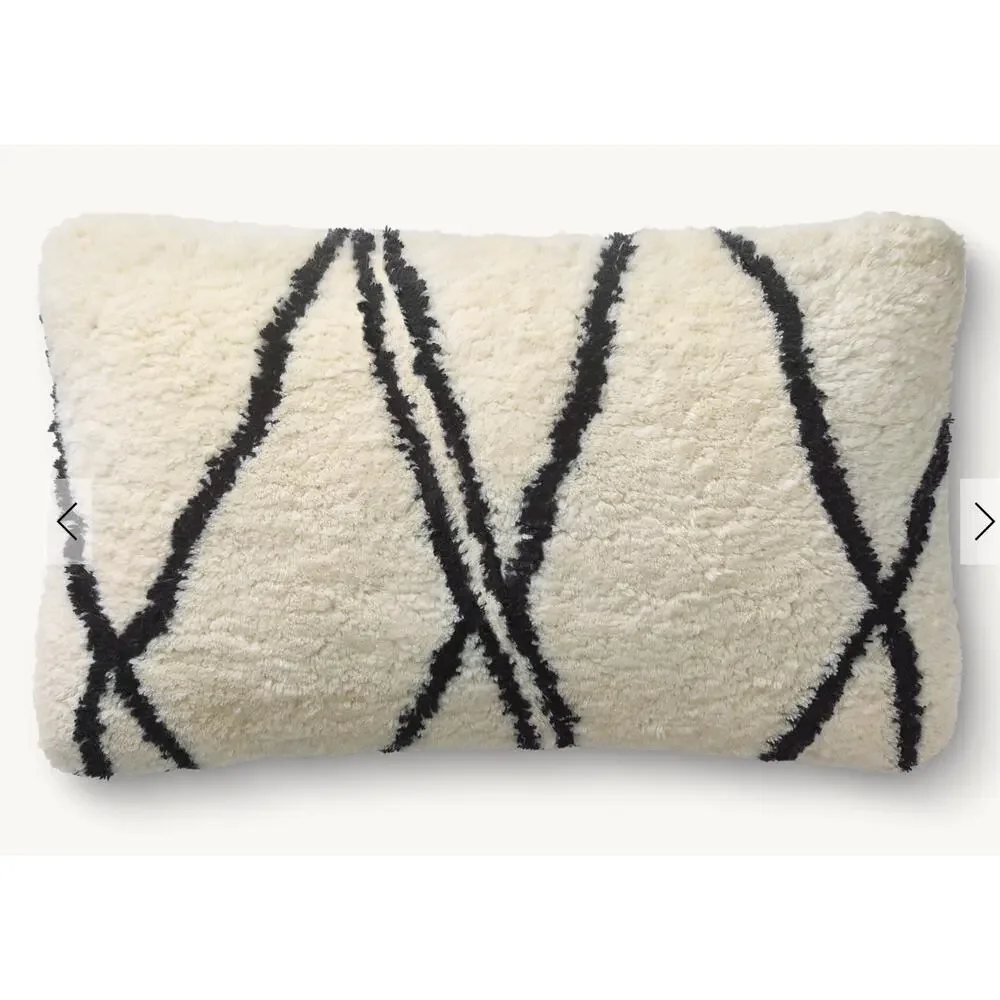 New Restoration Hardware Moroccan Abstract Sketch Wool Lines Lumbar Pillow Cover